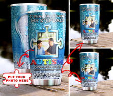 Load image into Gallery viewer, Autism Mug Customize Your Stepdad Photo  I Wear Blue For My Stepdad Mug Stainless Steel Tumbler 20 Oz Gift For Autism Awareness