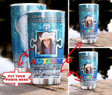 Load image into Gallery viewer, Autism Mug Customize Your Grandniece Photo  I Wear Blue For My Grandniece Mug Stainless Steel Tumbler 20 Oz Gift For Autism Awareness