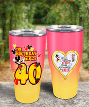 Load image into Gallery viewer, 40th Birthday Steel Tumbler, 40th Birthday Wooden Pattern 30 Oz Steel Mug, CUSTOMIZED ANY NAME Mickey Birthday Steel Mug, Birthday custom mug