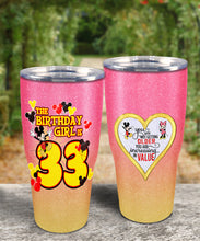 Load image into Gallery viewer, 33rd Birthday Steel Tumbler 20 Oz, 33rd Birthday Wooden Pattern 30 Oz Steel Mug, CUSTOMIZED ANY NAME Mickey Birthday Steel Mug, Birthday custom mug