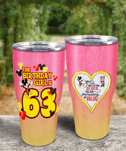 Load image into Gallery viewer, 63rd Birthday Steel Tumbler, 63rd Birthday Wooden Pattern 30 Oz Steel Mug, CUSTOMIZED ANY NAME Mickey Birthday Steel Mug, Birthday custom mug