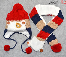 Load image into Gallery viewer, 2 piece/ set baby winter panda hat with panda scarf for new born bebe