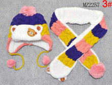 Load image into Gallery viewer, 2 piece/ set baby winter panda hat with panda scarf for new born bebe