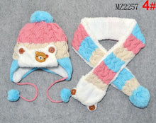 Load image into Gallery viewer, 2 piece/ set baby winter panda hat with panda scarf for new born bebe
