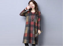 Load image into Gallery viewer, Autumn Winter Women dress Elegant Thick warm Long sleeve Cotton Loose Dress