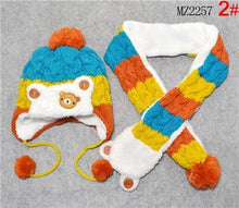 Load image into Gallery viewer, 2 piece/ set baby winter panda hat with panda scarf for new born bebe