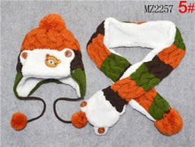 Load image into Gallery viewer, 2 piece/ set baby winter panda hat with panda scarf for new born bebe
