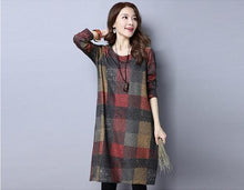 Load image into Gallery viewer, Autumn Winter Women dress Elegant Thick warm Long sleeve Cotton Loose Dress