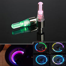 Load image into Gallery viewer, 2 Neon LED Lamp Flash Tyre Wheel Valve Cap Light For Car Bike Bicycle Motorcycle