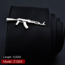 Load image into Gallery viewer, 1 Piece Feather Glasses Anchor Mustache Key Shape Silver Metal Tie Clip for Men