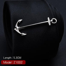Load image into Gallery viewer, 1 Piece Feather Glasses Anchor Mustache Key Shape Silver Metal Tie Clip for Men