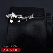 Load image into Gallery viewer, 1 Piece Feather Glasses Anchor Mustache Key Shape Silver Metal Tie Clip for Men