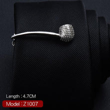 Load image into Gallery viewer, 1 Piece Feather Glasses Anchor Mustache Key Shape Silver Metal Tie Clip for Men
