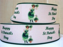 Load image into Gallery viewer, 1"(25mm) st patricks day high quality printed polyester ribbon 10 yards,DIY handmade materials,wedding gift wrap,10Yc358