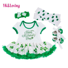 Load image into Gallery viewer, 2019 St Patricks Day Baby Girls Romper Cotton Romper Tutu Dresses Three-Leave Newborn Clothes Customised Available RD152S