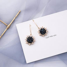 Load image into Gallery viewer, AOMU Korean Summer Blue Geometric Acrylic Irregular Hollow Circle Square Drop Earrings for Women Metal Bump Party Beach Jewelry