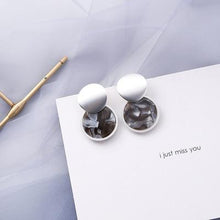 Load image into Gallery viewer, AOMU Korean Summer Blue Geometric Acrylic Irregular Hollow Circle Square Drop Earrings for Women Metal Bump Party Beach Jewelry